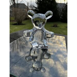 Daum France Crystal Art Glass Figurine Sculpture 7" LARGE TEDDY BEAR Heavy 4.3lb